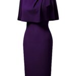 AISIZE Women’s Vintage 1940s Half Collar Batwing Cape Party Pencil Dress X-Large Purple