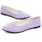 Women Cute Slip-On Ballet Shoes Soft Solid Classic Pointed Toe Flats by Stunner Light Purple 43