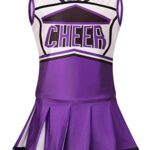 yolsun Cheerleader Costume for Girls Halloween Cute Uniform Outfit (6-7 Years, Purple)