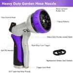 RESTMO Garden Hose Nozzle, Heavy Duty Metal Water Hose Nozzle with 7 Adjustable Spray Patterns, High Pressure Hand Sprayer with Flow Control, Best for Watering Plant & Lawn, Washing Car & Pet, Purple