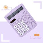 YOUHO Calculator, 12-bit Solar Battery Dual Power Standard Function Electronic Calculator with Large LCD Display Office Calculator Purple
