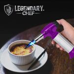 Culinary Cooking Torch – Kitchen Food Torch for Creme Brulee, Baking, Desserts and Searing- Butane Torch Lighter, Blow Torch for Cooking with Lock and Adjustable Flame (Butane Gas Not Included)Purple