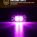 Partsam 10Pcs Purple LED Marker Lights,Side Marker Clearance Lights Indicators for Trailer Truck RV Camper Pickup,12V, Clear Lens