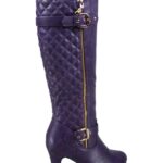 TZ Zone-6 Women’s Knee High Fashion Stiletto Heeled Round Toe Platform High Heel Boots (Purple, 8)