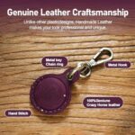 Genuine Leather Airtag Holder for Apple Airtag Keychain Holder Leather Case,Protective Cover Accessories(Purple)