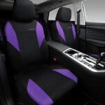 CAR PASS Ultrasonic Embossing Cloth Universal seat Covers-Breathable car seat Cover with 5mm Composite Sponge Inside,Airbag Compatible,2zipper Bench for Sedan,SUV,Truck(Black and Purple,Full Set)
