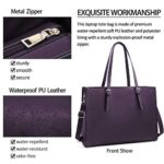 Laptop Bag for Women Waterproof Lightweight Leather 15.6 Inch Computer Tote Bag Business Office Briefcase Large Capacity Handbag Shoulder Bag Professional Office Work Bag Dark Purple