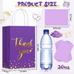 30 Pcs Thank You Gift Bags with Tissue Paper Gold Thank You Wedding Bags with Handle for Business, Shopping, Wedding, Baby Shower, Party Favors (Dark Purple)