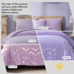 Menghomeus Purple/Silver Comforter Set Twin, Lavender Metallic Print Glitter Bedding Set Cute Shinny Lilac Bed Sets for Teen Girls Kids Women, 3 Piece (1 Pillowcase, 1 Decorative Pillow Sham)