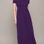 Made By Johnny MBJ WDR2284 Womens Short Sleeve Loose Plain Casual Long Maxi Dresses with Pockets XL Dark_Purple