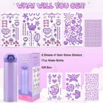 HULASO Gifts for 7 Year Old Girls Decorate Your Own Water Bottles with Tons of Rhinestone Glitter Gem Stickers – DIY Gifts Arts and Crafts, BPA Free Stainless Steel Vacuum Insulated Mug (17 OZ)
