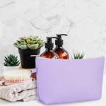 WANDF Cosmetic Bag for Women Makeup bag Organizer Mini Makeup Pouch for Purse Water Resistant Leathe Small(M-Purple)