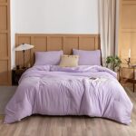 ROSGONIA Lavender Comforter Set Queen, 3pcs(1 Boho Purple Comforter & 2 Pillowcases) All Season Soft Bedding Lightweight Bedspread Blanket Quilt