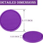 SINGARO Car Cup Coaster, 4PCS Universal Non-Slip Cup Holders Embedded in Ornaments Coaster, Car Interior Accessories, Purple